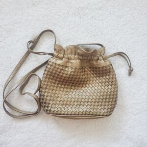 Vintage Jay Herbert NEW YORK Woven Suede Gold Bulb Shoulder Crossbody Bag Purse.